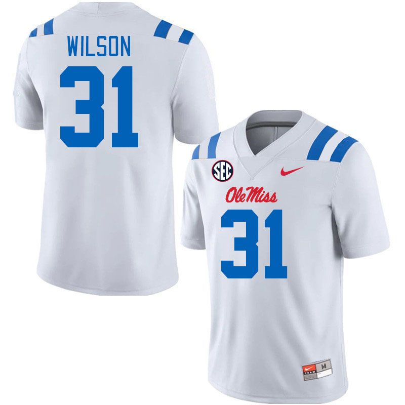 Men #31 Calvin Wilson Ole Miss Rebels 2024 New Uniforms College Football Jerseys Stitched-White